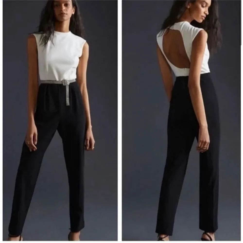 HUTCH | Black High-Waisted Slim Fit Jumpsuit Cutout Back Women’s Size 0